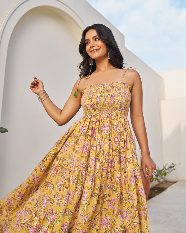 Dreamy Handblock Tiered Dress