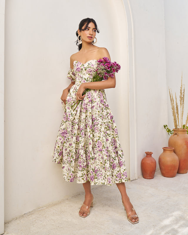Charming Handblock Tiered Dress
