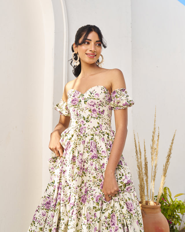 Charming Handblock Tiered Dress