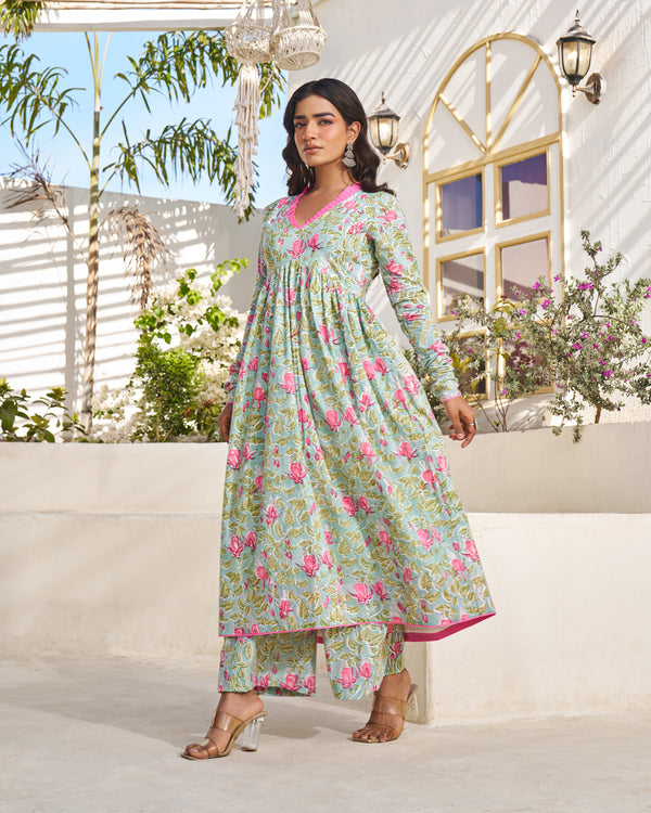 Casual Bloom Handblock Kurta Set