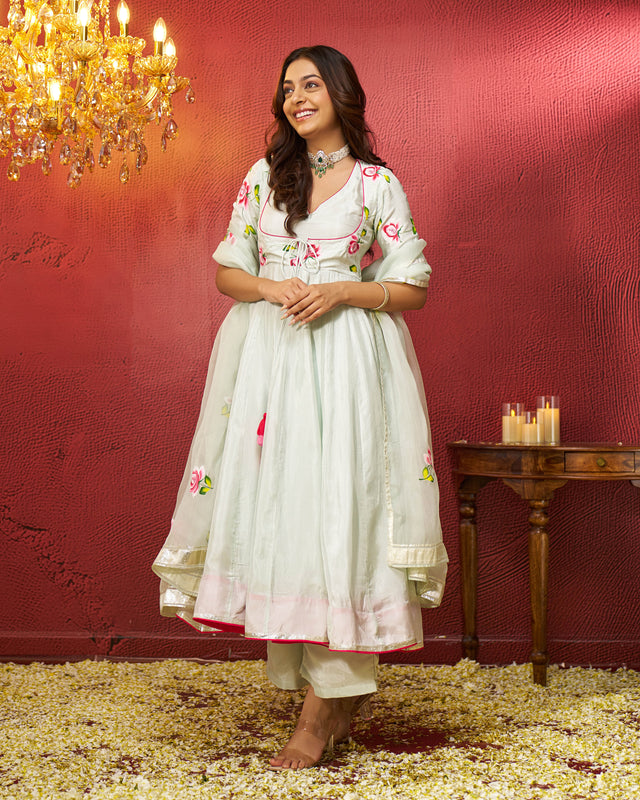 Wurood Silk Handpainted Gotapatti Suit Set