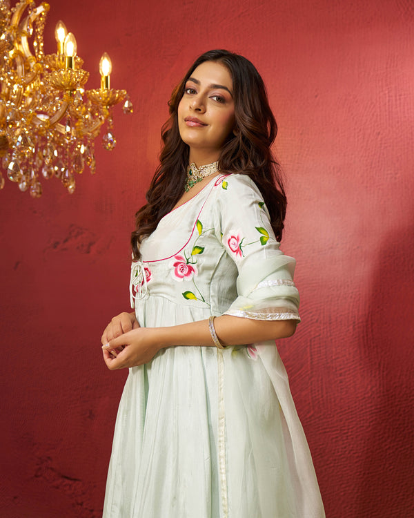 Wurood Silk Handpainted Gotapatti Suit Set