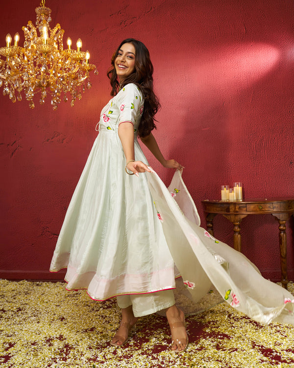 Wurood Silk Handpainted Gotapatti Suit Set