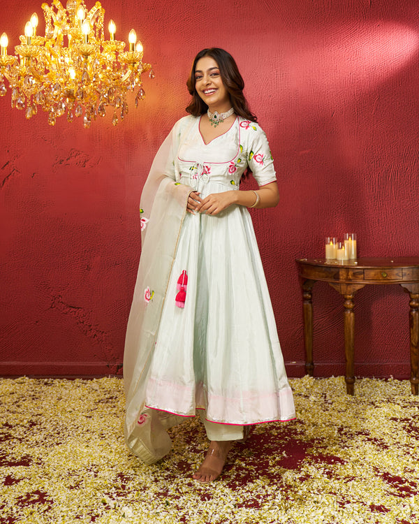 Wurood Silk Handpainted Gotapatti Suit Set