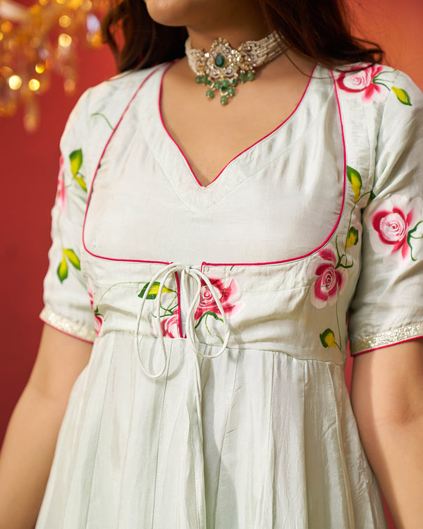 Wurood Silk Handpainted Gotapatti Suit Set