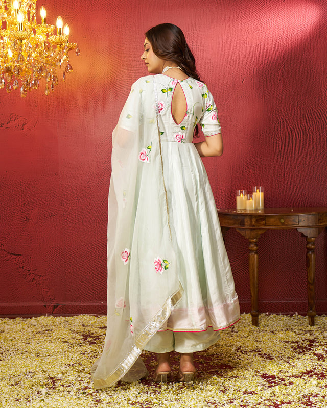 Wurood Silk Handpainted Gotapatti Suit Set