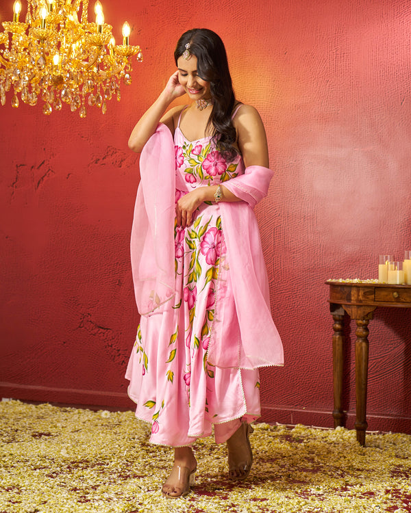 Azal Satin Handpainted Gotapatti Suit Set
