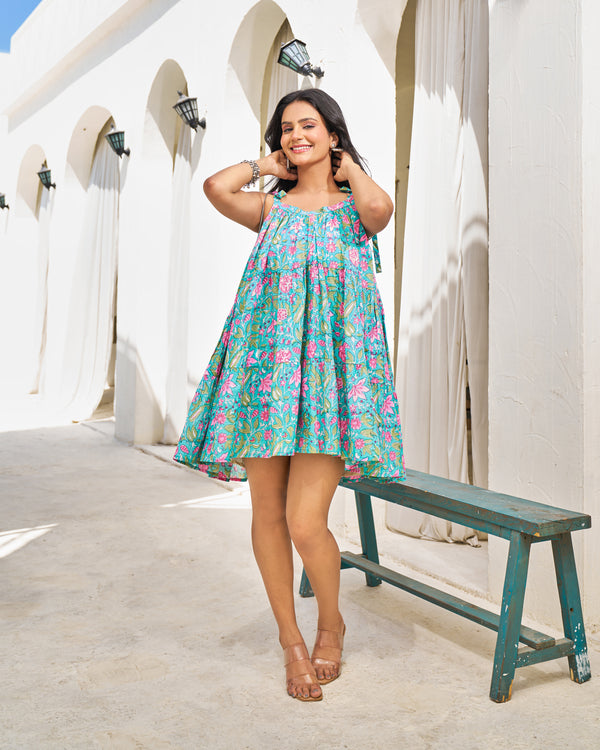 Vintage Handblock Tiered Dress