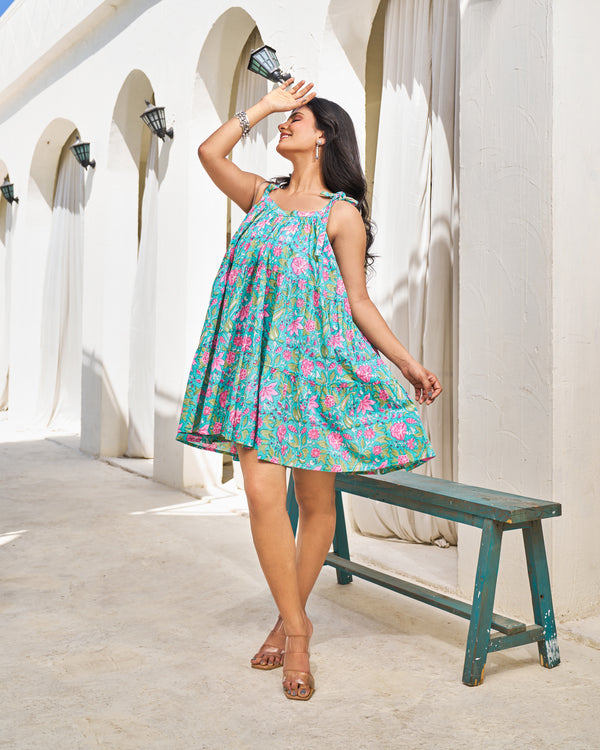 Vintage Handblock Tiered Dress