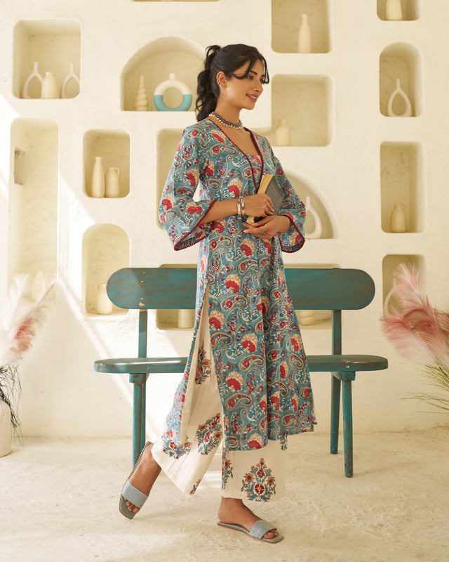 Soft Aura Handblock Kurta Set