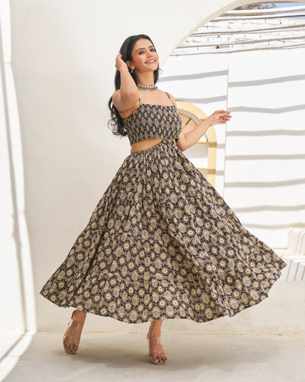 Floral Muse Handblock Tiered Dress