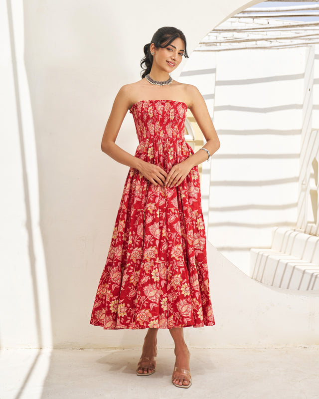 Boho Handblock Tiered Dress