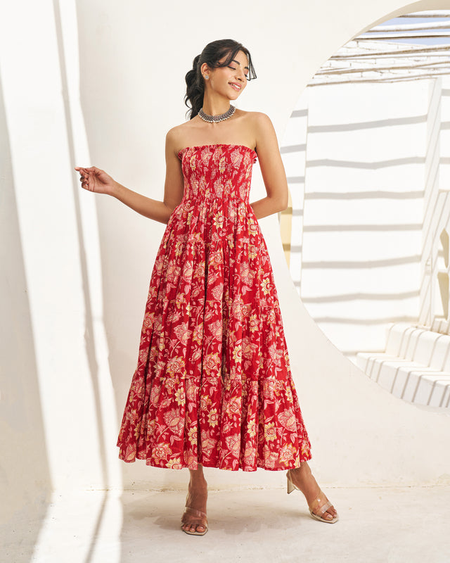 Boho Handblock Tiered Dress