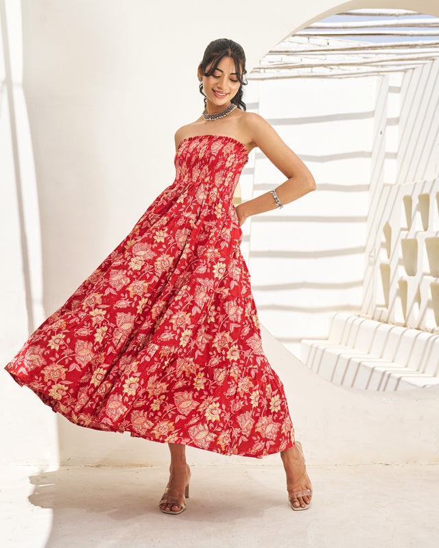 Boho Handblock Tiered Dress