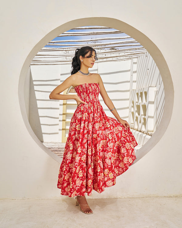 Boho Handblock Tiered Dress