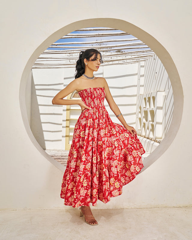 Boho Handblock Tiered Dress