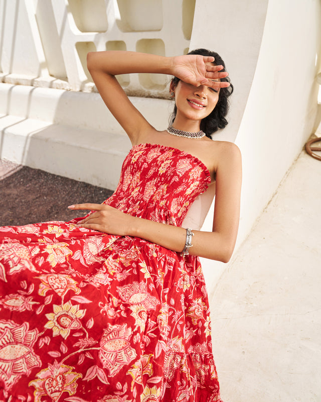 Boho Handblock Tiered Dress