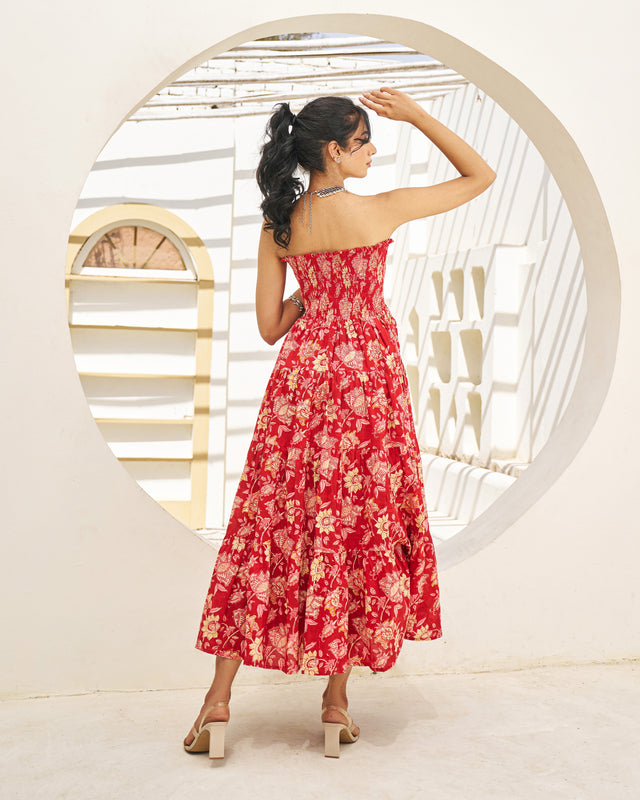 Boho Handblock Tiered Dress