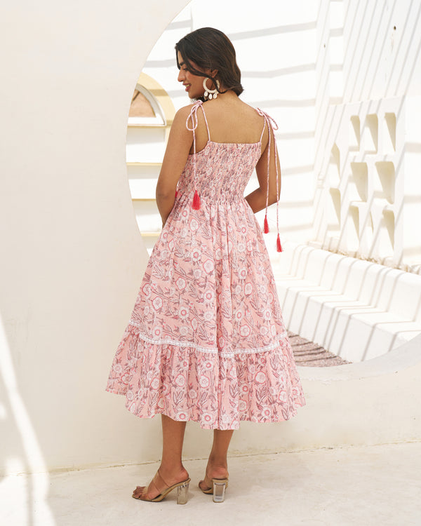 Serene Handblock Umbrella Dress