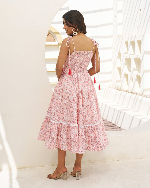 Serene Handblock Umbrella Dress