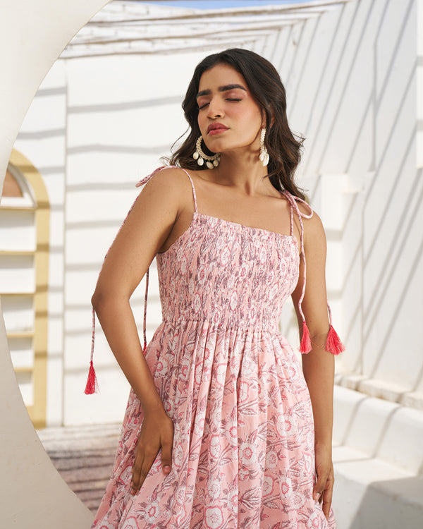 Serene Handblock Umbrella Dress