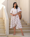 Textured Elegance Handblock Pleated Dress