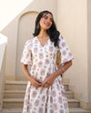 Textured Elegance Handblock Pleated Dress