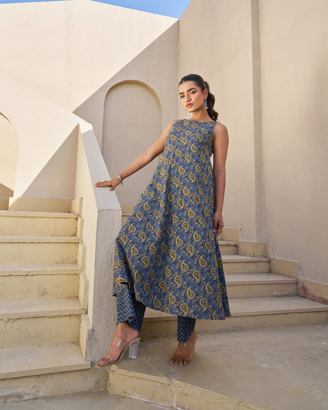 Morning Glow Handblock Kurta Set