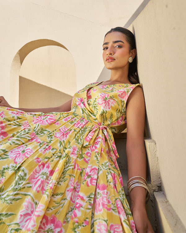 Festive Charm Handblock Tiered Dress