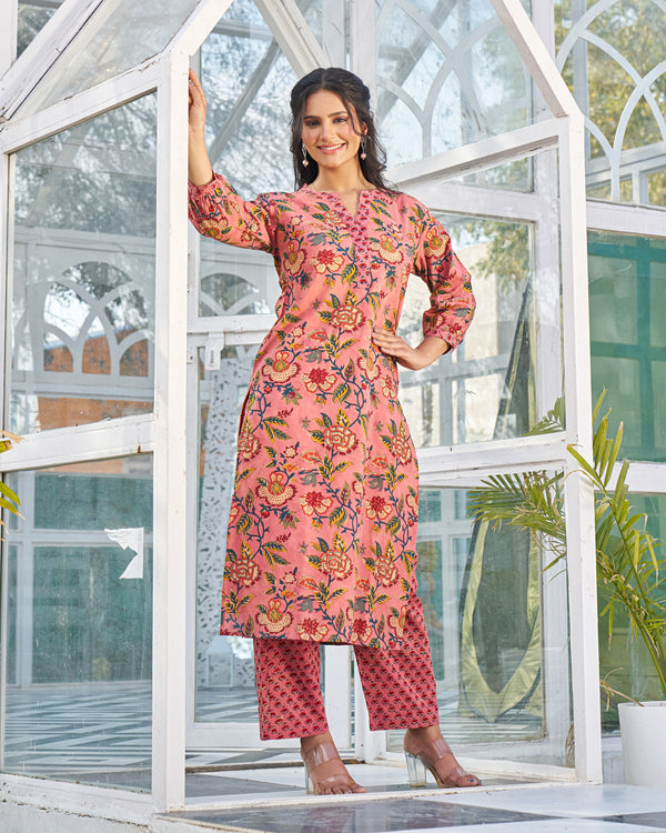 Subtle Elegance Handblock Kurta Set