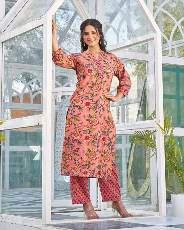 Subtle Elegance Handblock Kurta Set