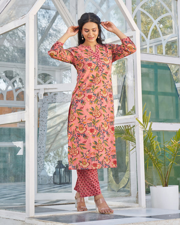 Subtle Elegance Handblock Kurta Set