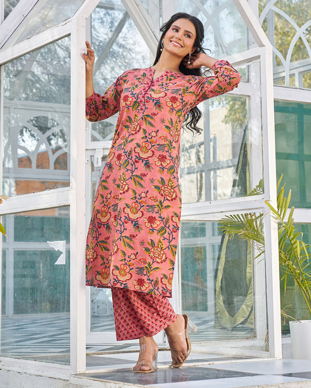 Subtle Elegance Handblock Kurta Set