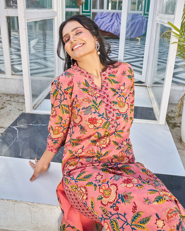 Subtle Elegance Handblock Kurta Set