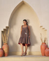Rustic Bloom Handblock Tiered Dress
