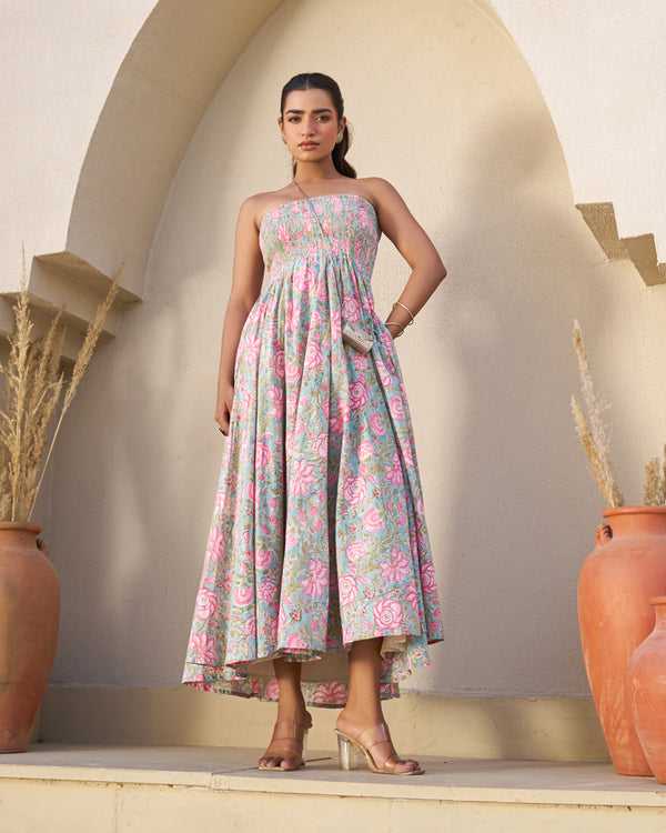 Ethereal Handblock Umbrella Dress