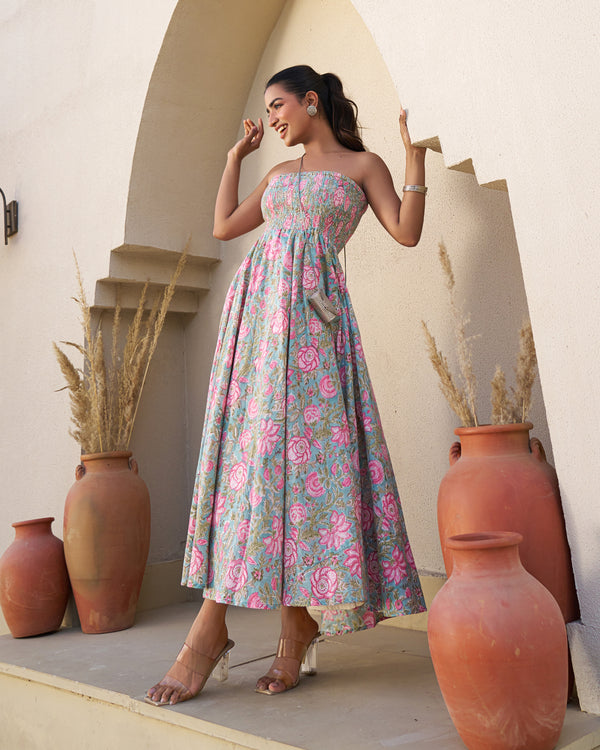 Ethereal Handblock Umbrella Dress