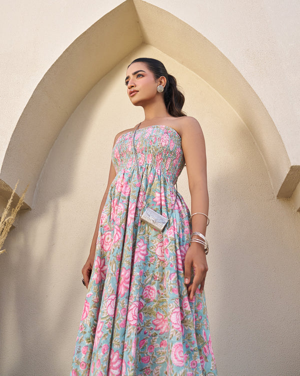 Ethereal Handblock Umbrella Dress