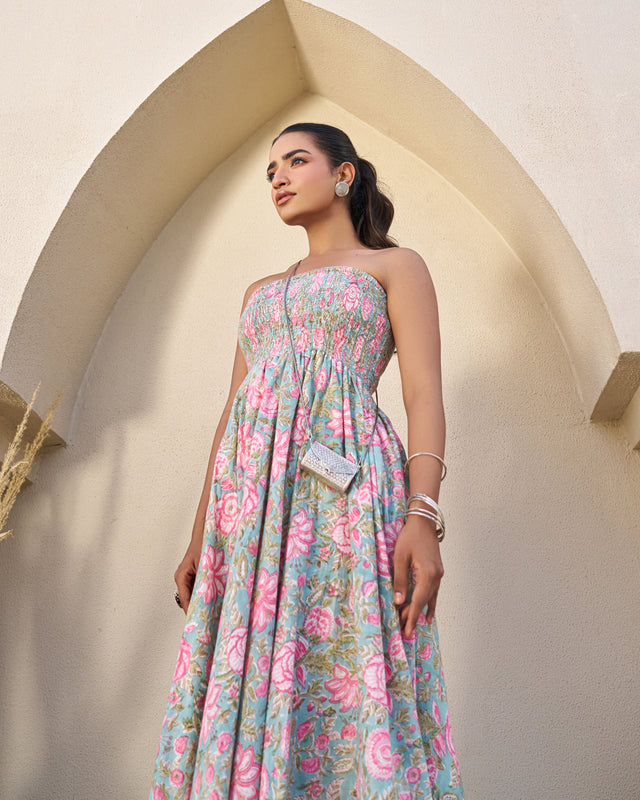 Ethereal Handblock Umbrella Dress