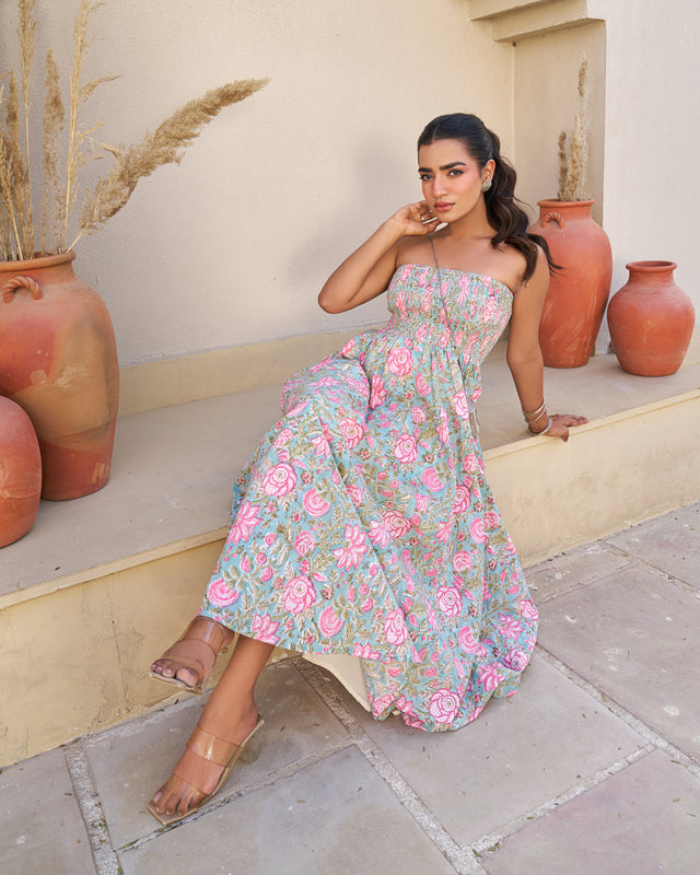 Ethereal Handblock Umbrella Dress