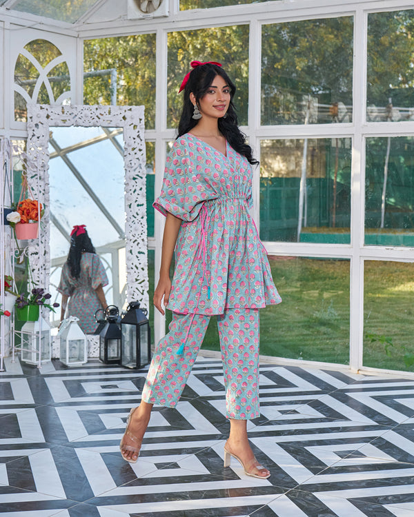 Lounge Luxe Handblock Kaftan Set