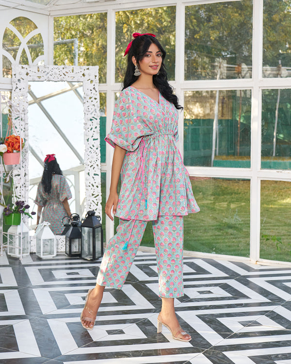 Lounge Luxe Handblock Kaftan Set