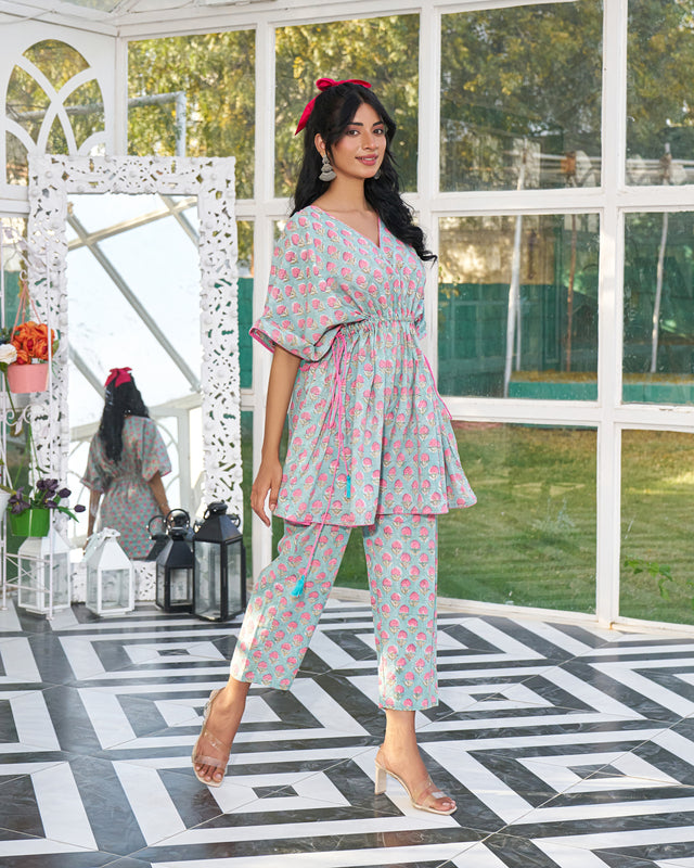 Lounge Luxe Handblock Kaftan Set