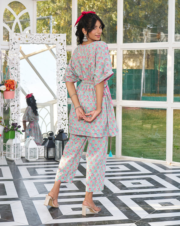 Lounge Luxe Handblock Kaftan Set