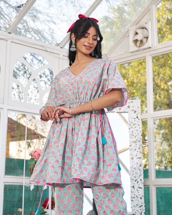 Lounge Luxe Handblock Kaftan Set