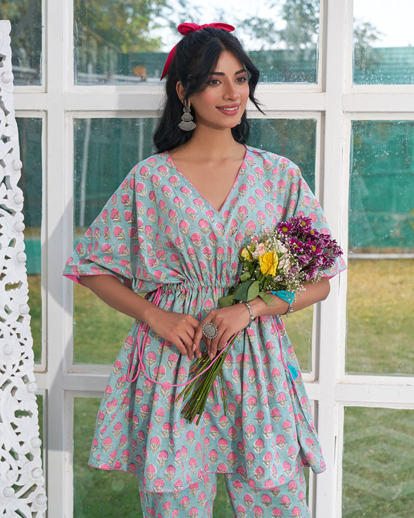 Lounge Luxe Handblock Kaftan Set