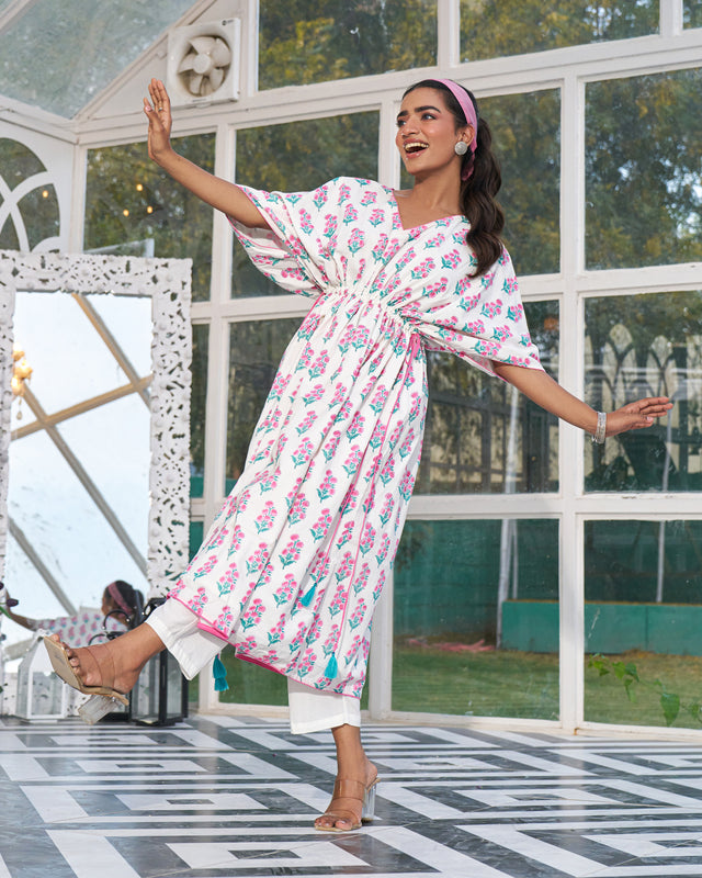 Breezy Comfort Handblock Kaftan Set