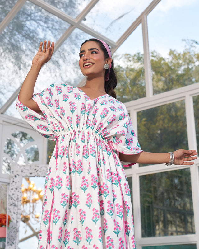 Breezy Comfort Handblock Kaftan Set