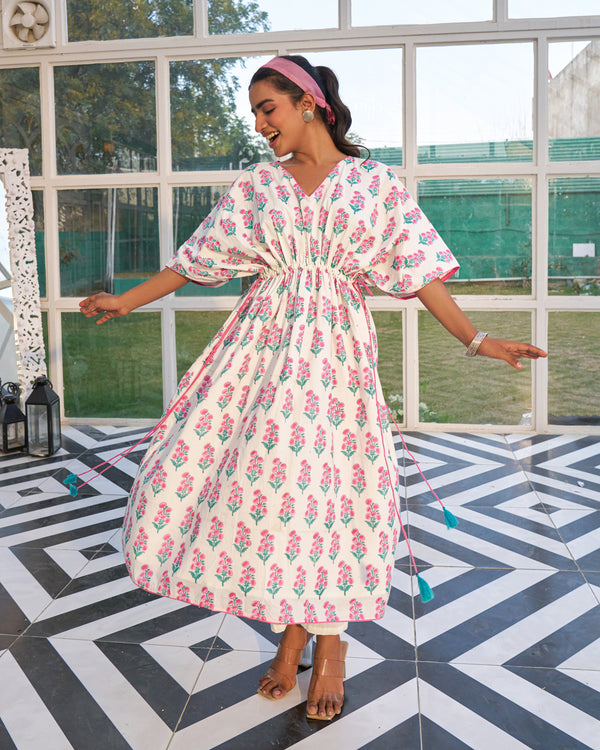 Breezy Comfort Handblock Kaftan Set