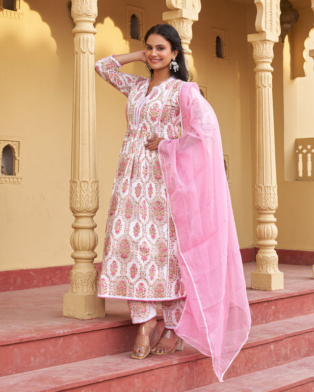 Subtle Radiance Handblock Suit Set